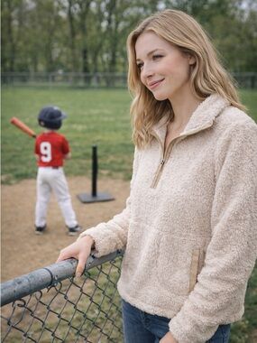 No Boundaries Ivory Sherpa Pullover